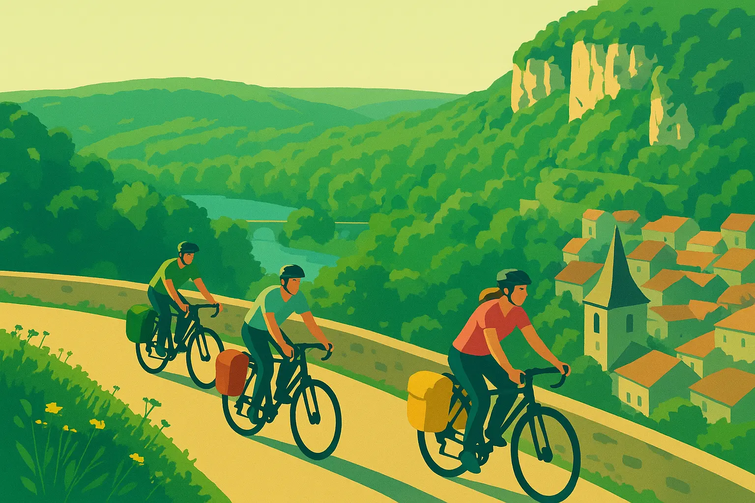 vue du quercy à vélo